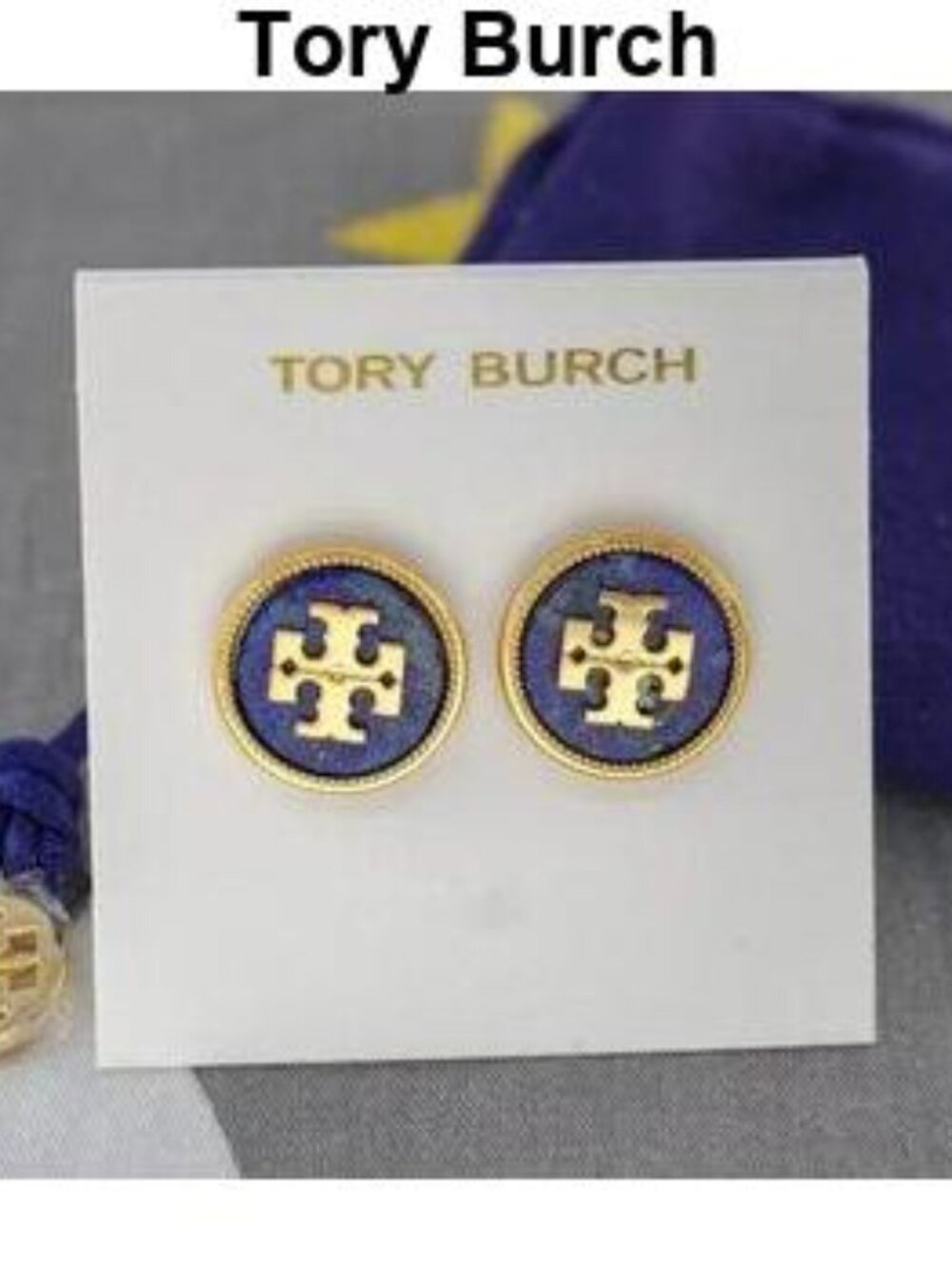 Tory Burch Roxanne Button Stud in Semiprecious Lapis